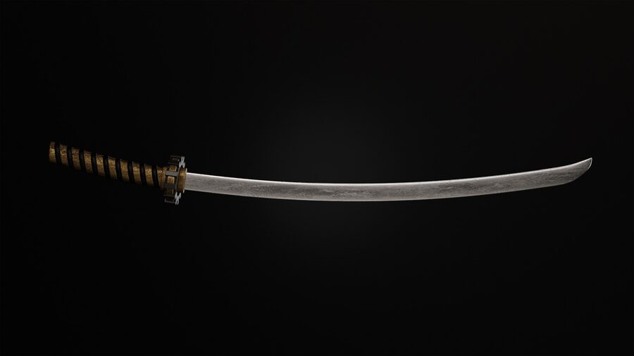 Close-up of a katana Japanese sword blade