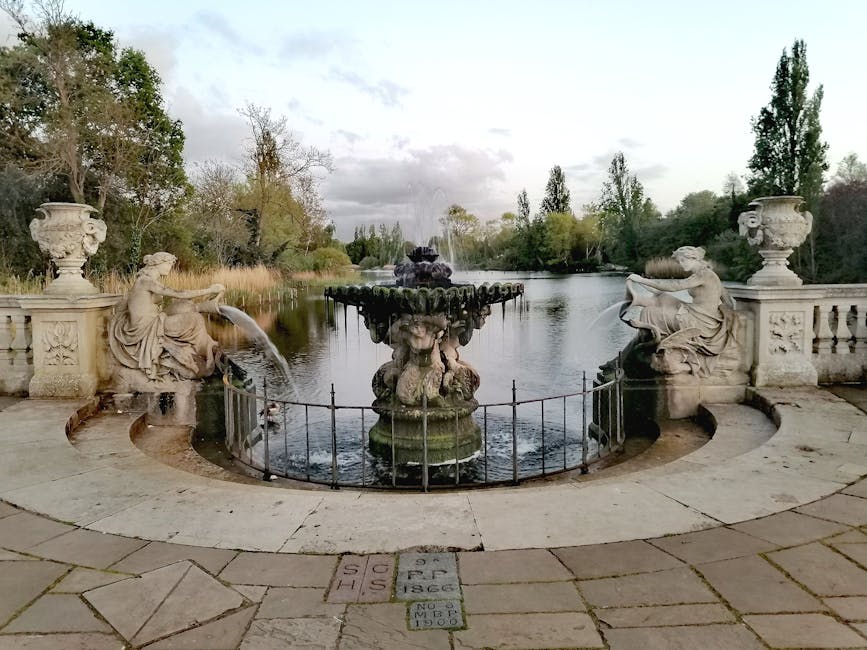 Historic fountain in Kensington Gardens London