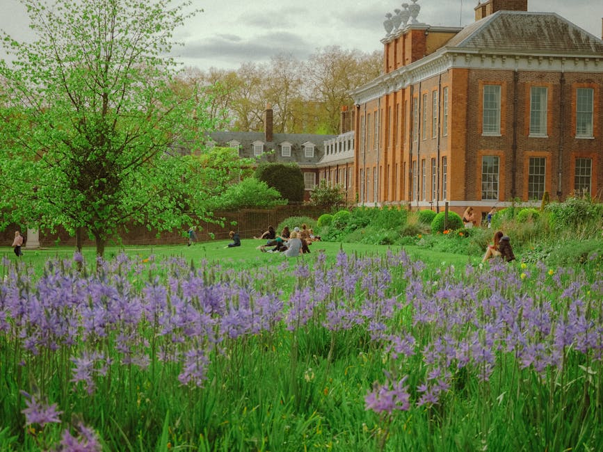 Kensington Palace spring gardens with flowers