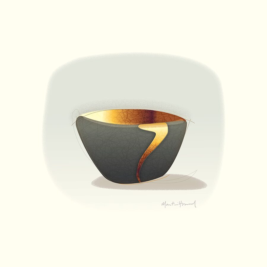 Art created by Martin Howard of a bowl repaired using kintsukuroi