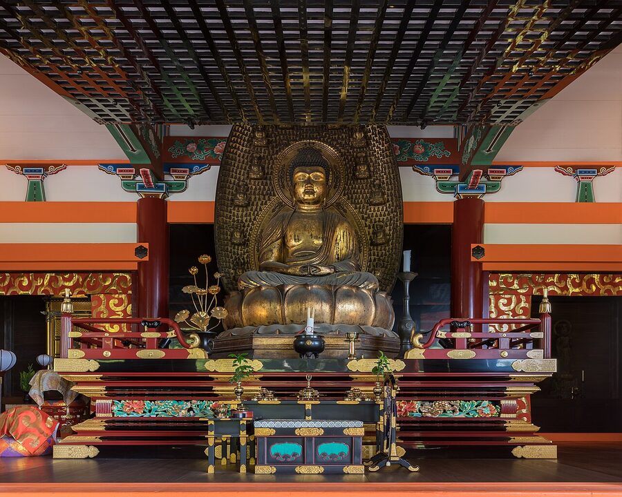 Interior of Kiyomizu-dera Amidado golden Buddha
