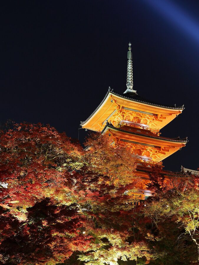 Kiyomizu-dera Hondo stage in autumn