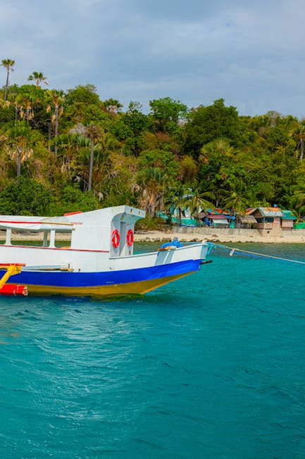 Boat cruising through Komodo National Park waters