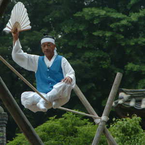 Jultagi tightrope walker performing at Korean Folk Village