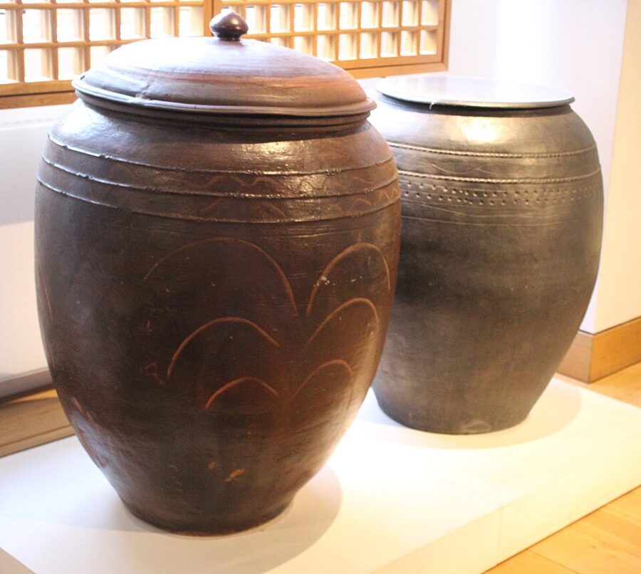 Onggi jars from Korea at the British Museum used for kimchi fermentation