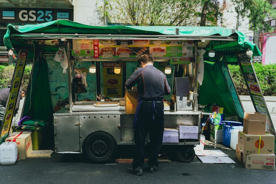 Seoul street food stall at night
