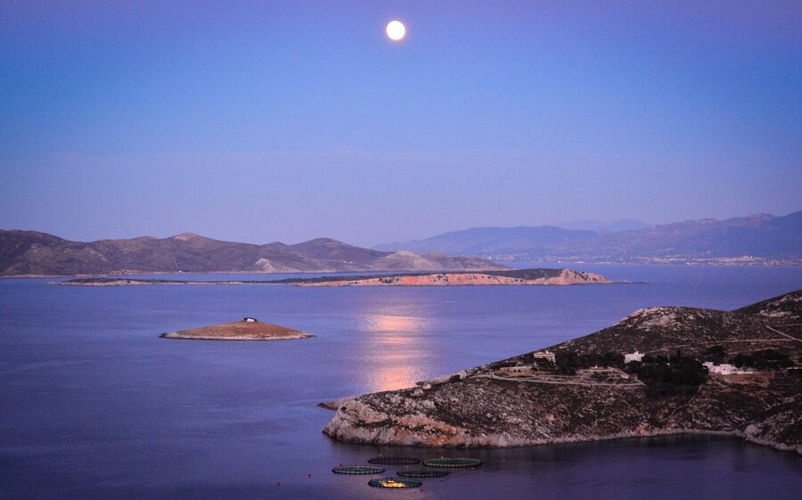 Kalymnos coastline with Aegean Sea and rocky cliffs