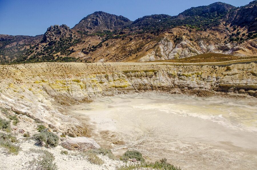 Nisyros volcano hydrothermal crater Greek island geology