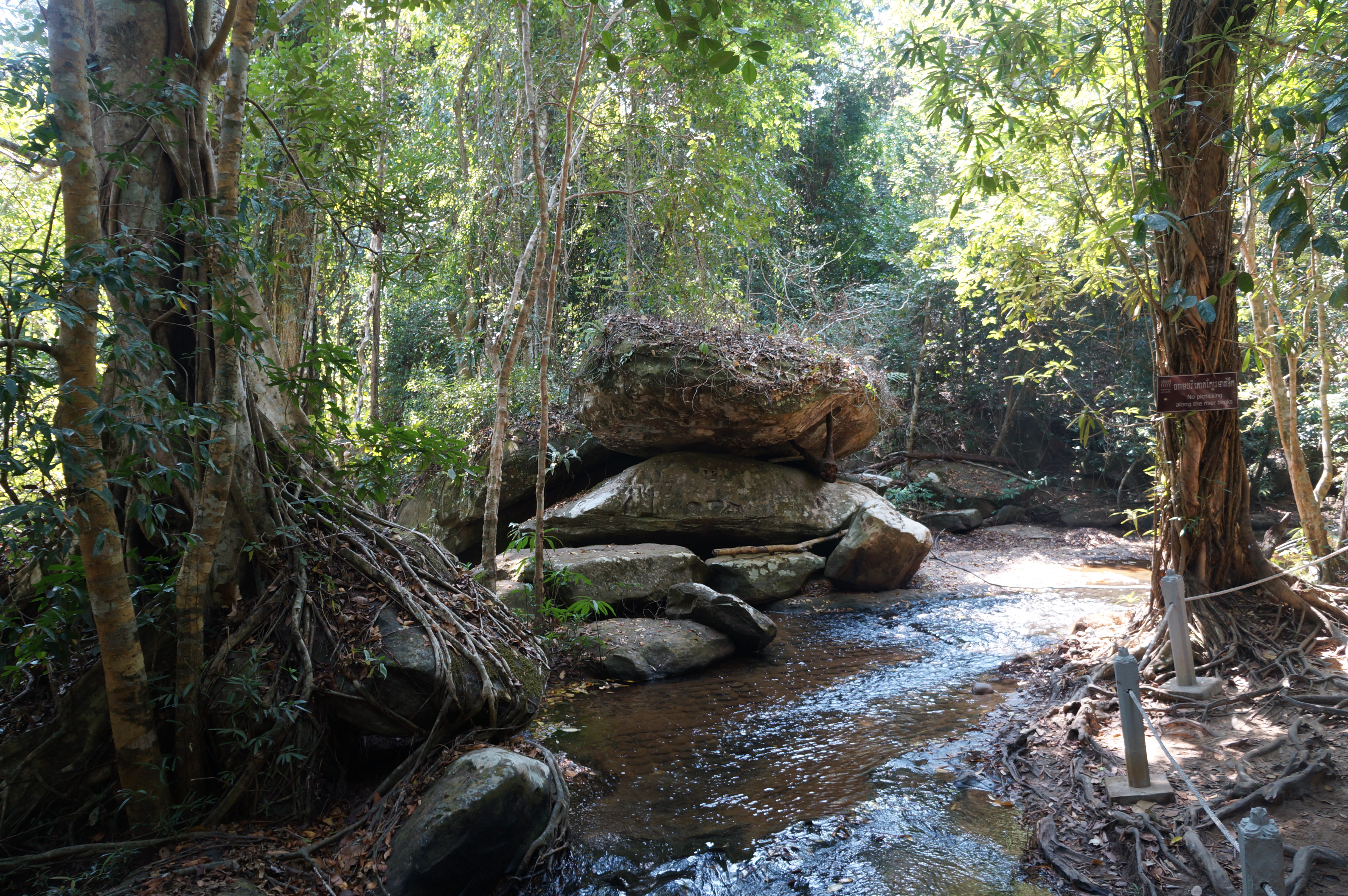 Kbal Spean riverbed with carved lingas Cambodia
