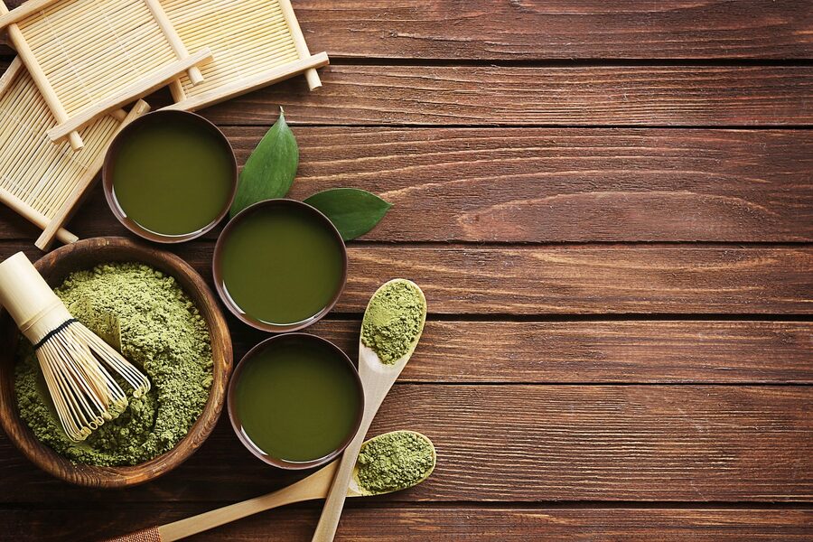 Matcha preparation with bamboo whisk