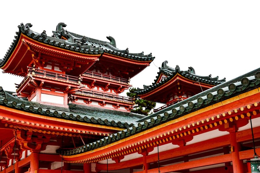 Intricate architecture of Heian Shrine in Kyoto