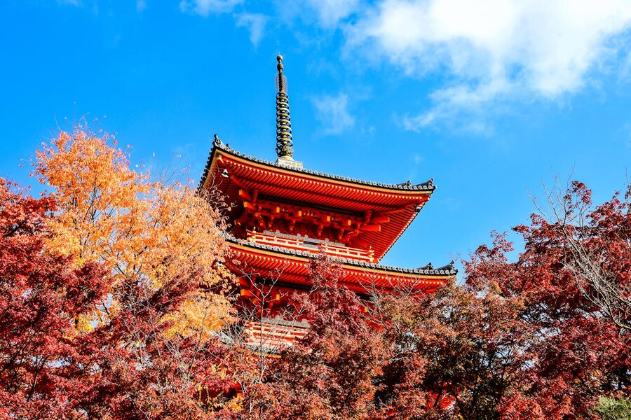 Scenic view of Kiyomizu-dera Temple in Kyoto