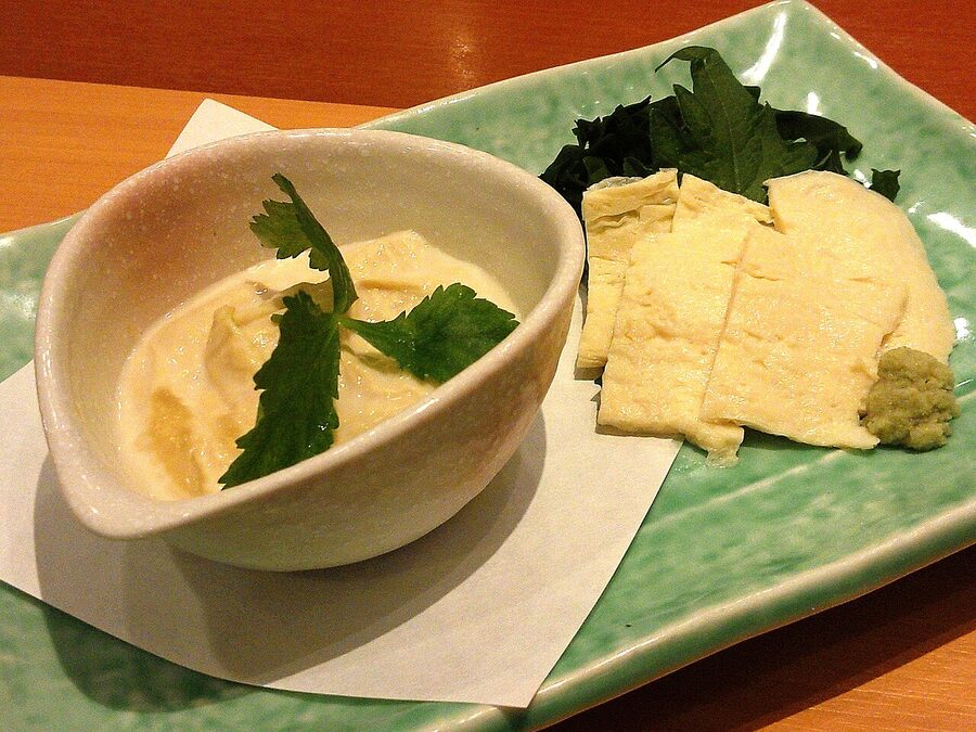 Kumiage yuba and sashimi yuba served as tofu skin dish