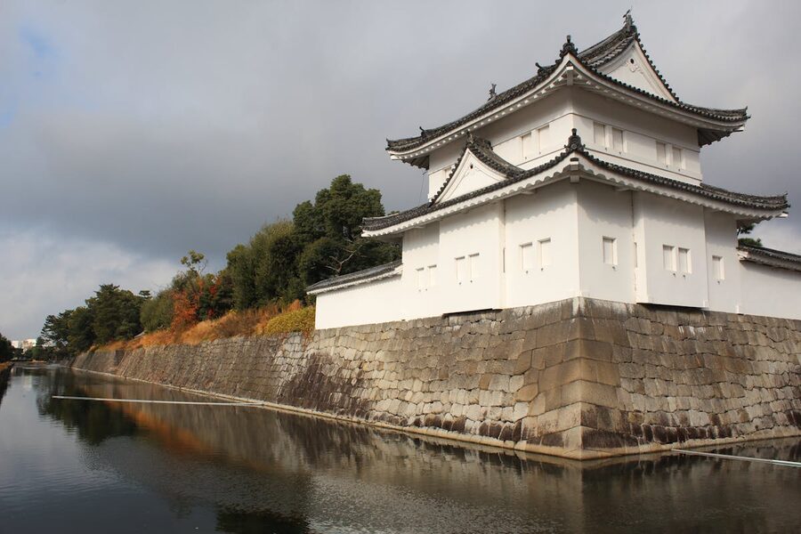 Outer walls of Nijo Castle in Kyoto Japan