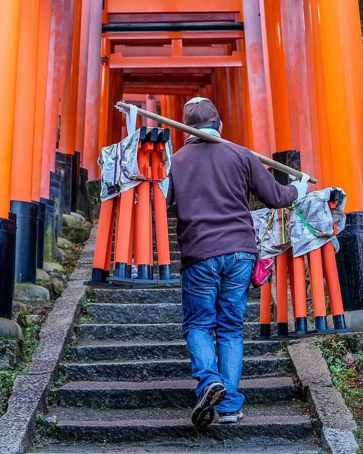 Fushimi Inari Taisha torii gates in early morning