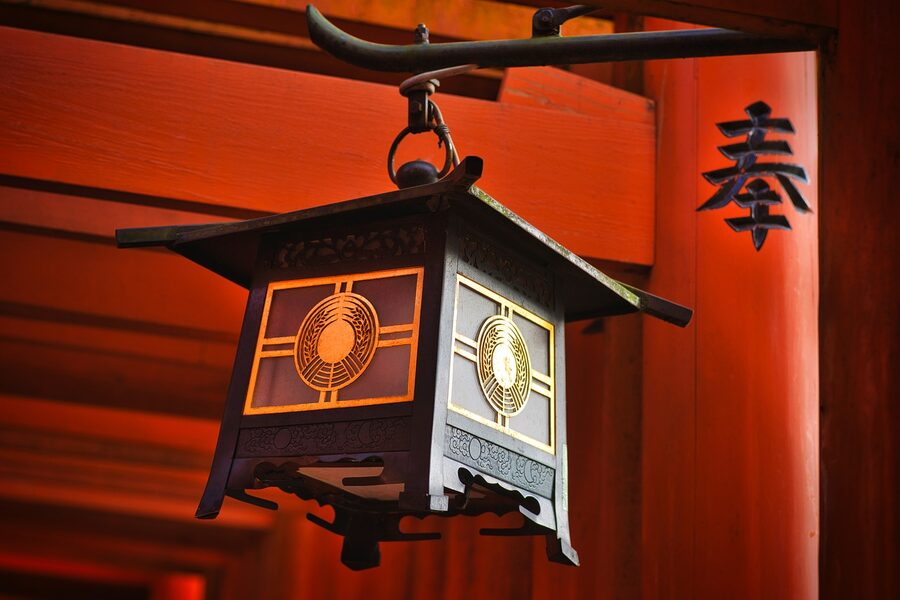 Japanese shrine lantern at a Kyoto temple