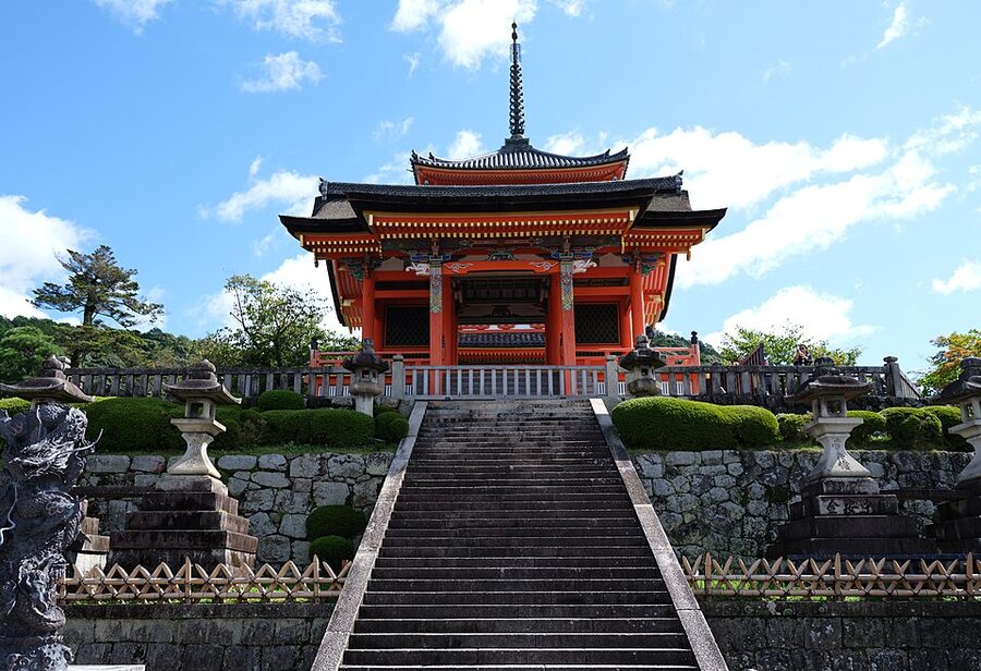 Old town Kyoto temple with traditional roof