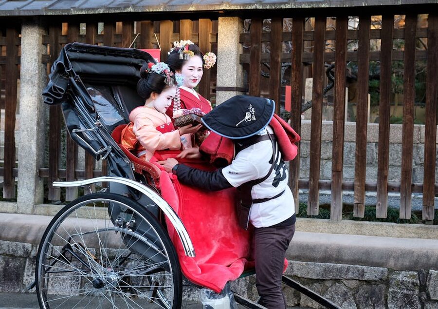 Kyoto rickshaw ride through traditional district