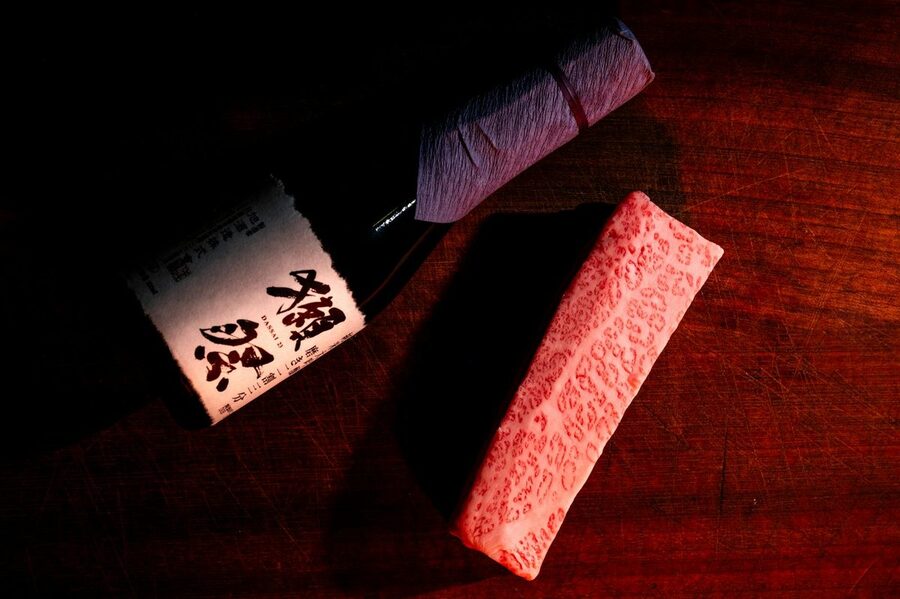 Wagyu beef paired with premium sake for Japanese culinary experience