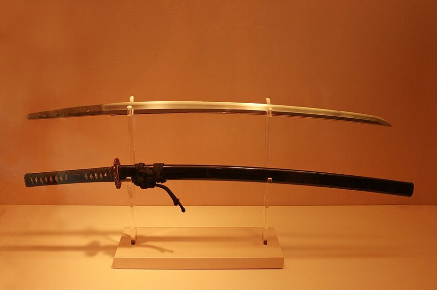 Antique Japanese samurai katana sword on display at the Metropolitan Museum