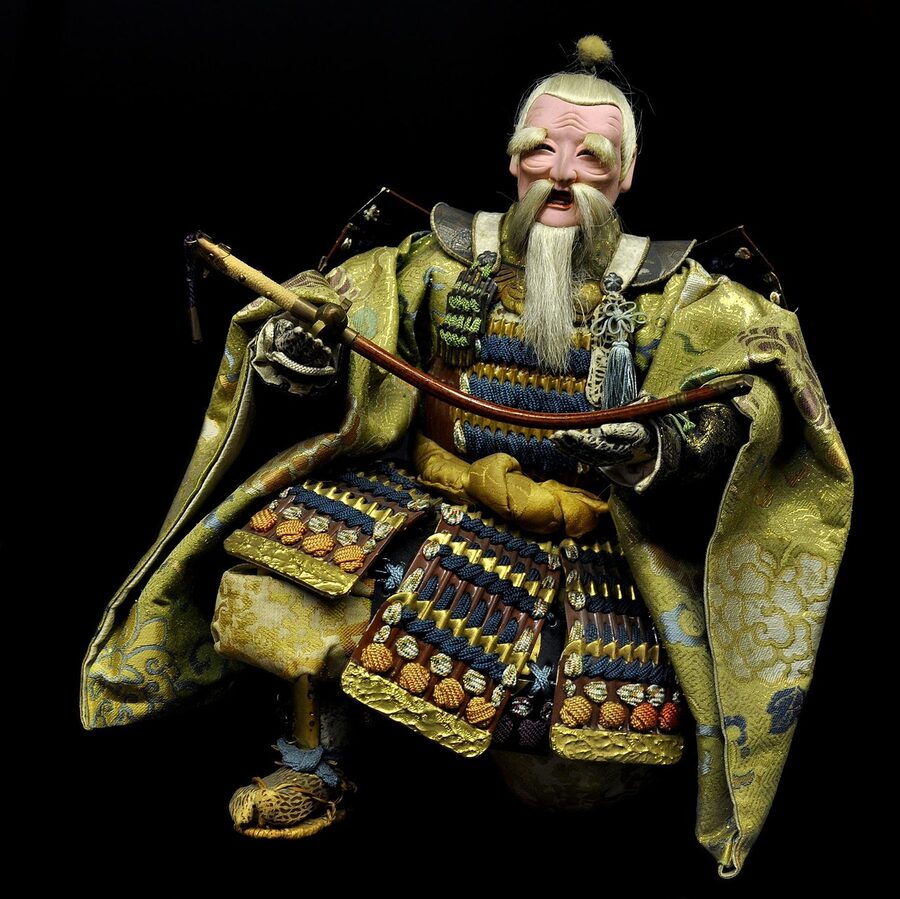 Historic Japanese samurai figure with katana