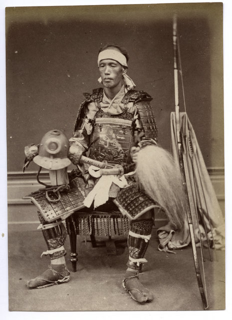Japanese samurai in armor c1880 albumen photograph