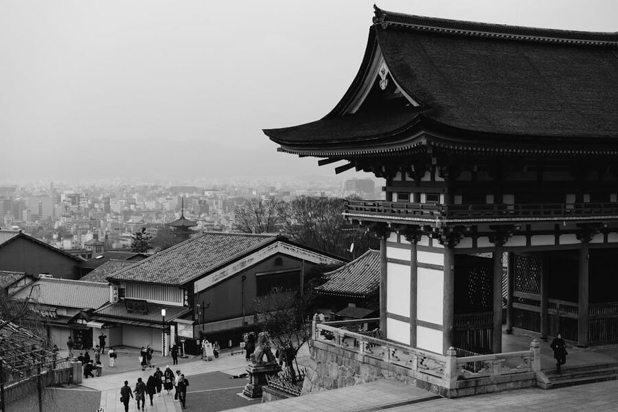 Kyoto pagoda overlooking cityscape