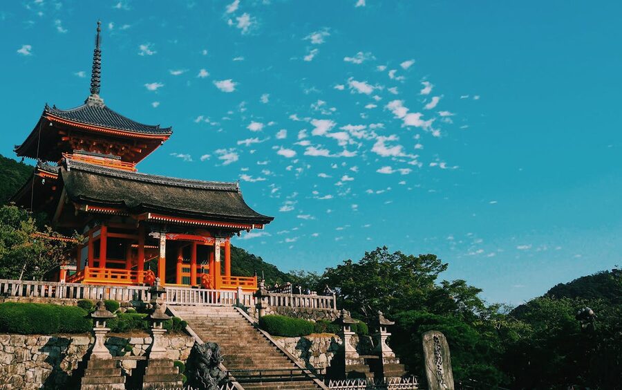 Kiyomizu-dera temple with traditional Japanese architecture in Kyoto