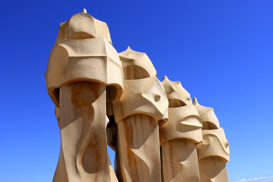 Casa Mila balconies and windows facade Barcelona