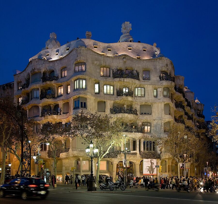 Casa Mila La Pedrera facade Barcelona historic photograph