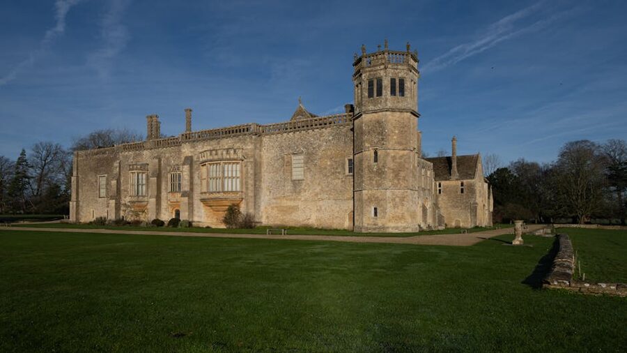 Lacock Abbey in winter sunlight Wiltshire England