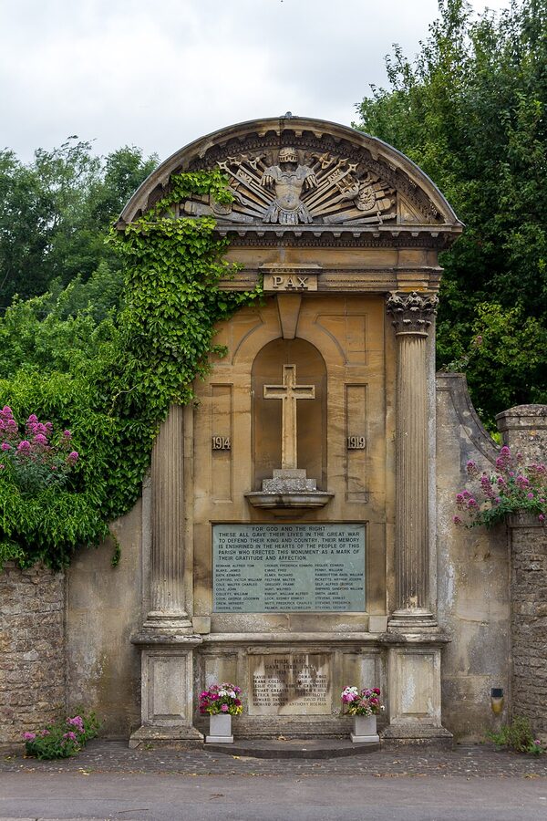 Lacock village high street stone cottages Wiltshire