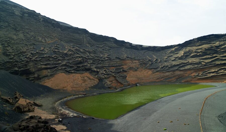 Green crater lake El Golfo Lanzarote