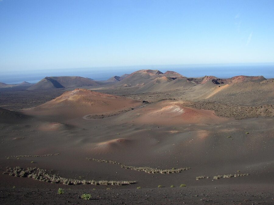 Volcanic cone Lanzarote panoramic landscape