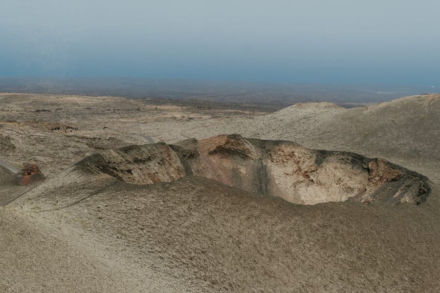 Lanzarote volcanic crater rim view