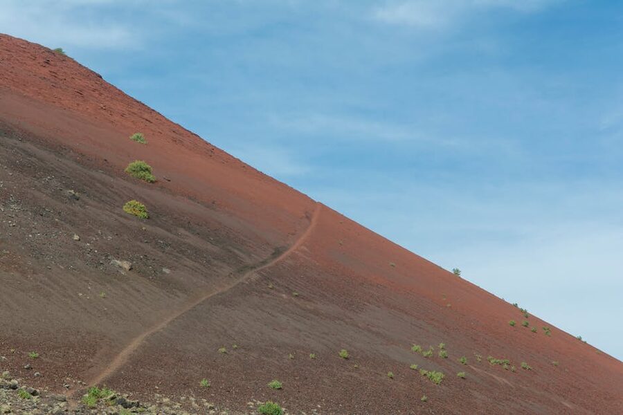 Volcanic hill with walking path Lanzarote