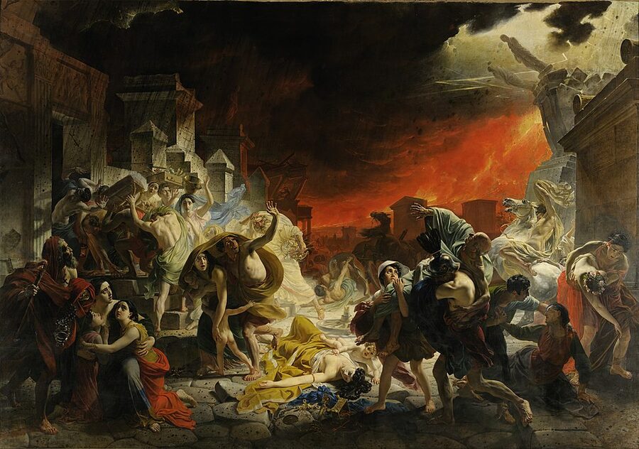 Karl Brullov painting The Last Day of Pompeii showing citizens fleeing the eruption
