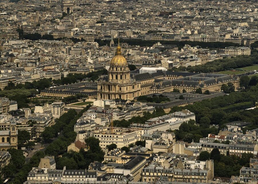 Aerial view of Les Invalides in Paris
