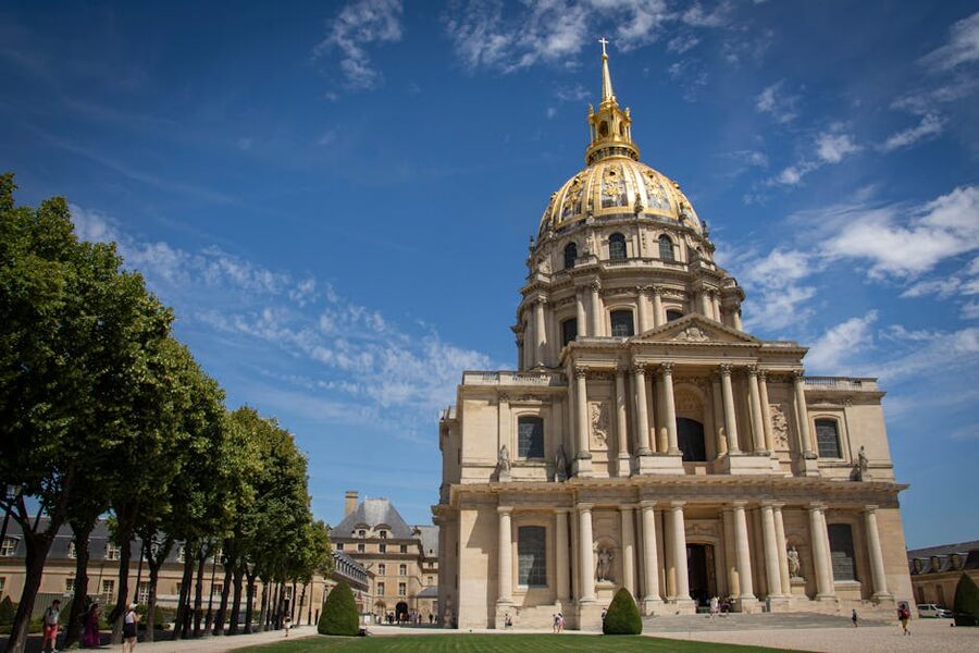 Les Invalides seen from a distance across Paris