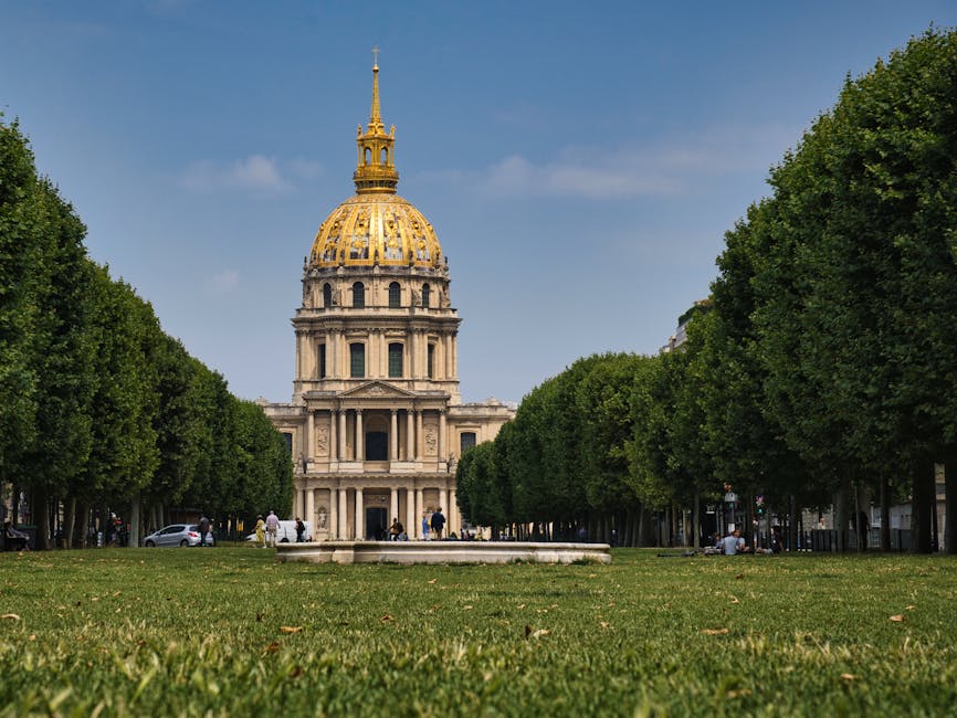 Les Invalides golden dome in Paris on a clear day