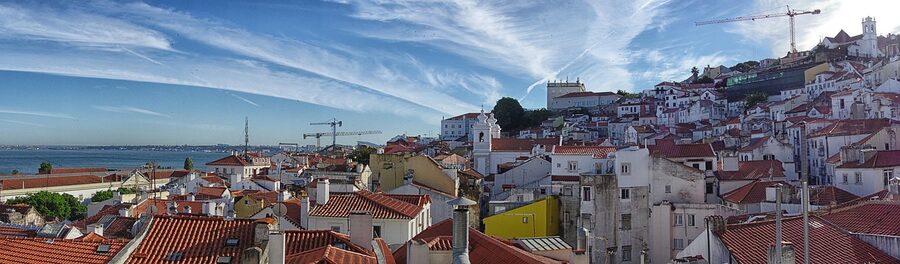 Alfama panorama with Tagus river view Lisbon