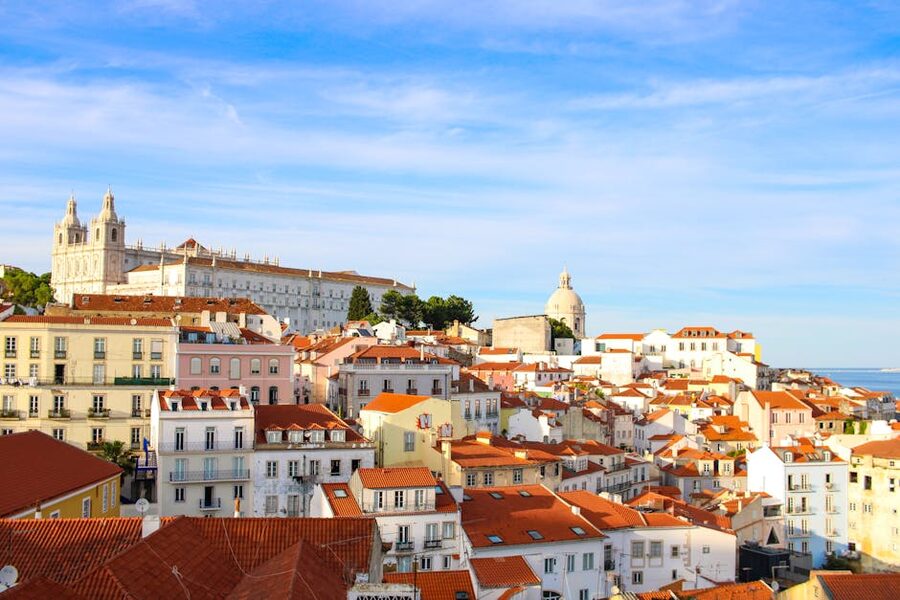 Alfama rooftops Lisbon historic district view