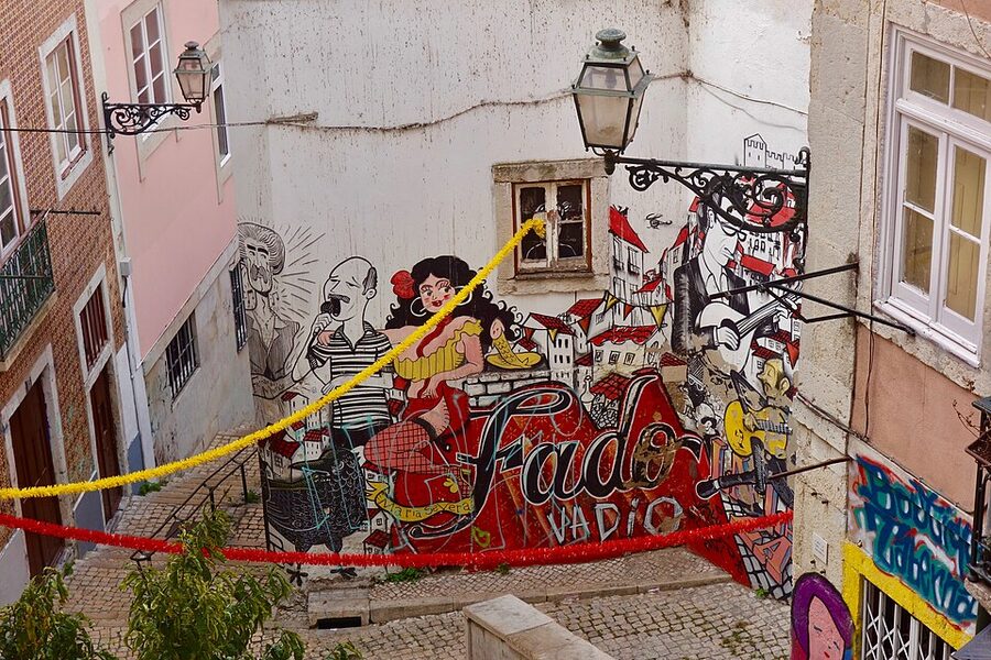 Maria Severa fado mural Lisbon street