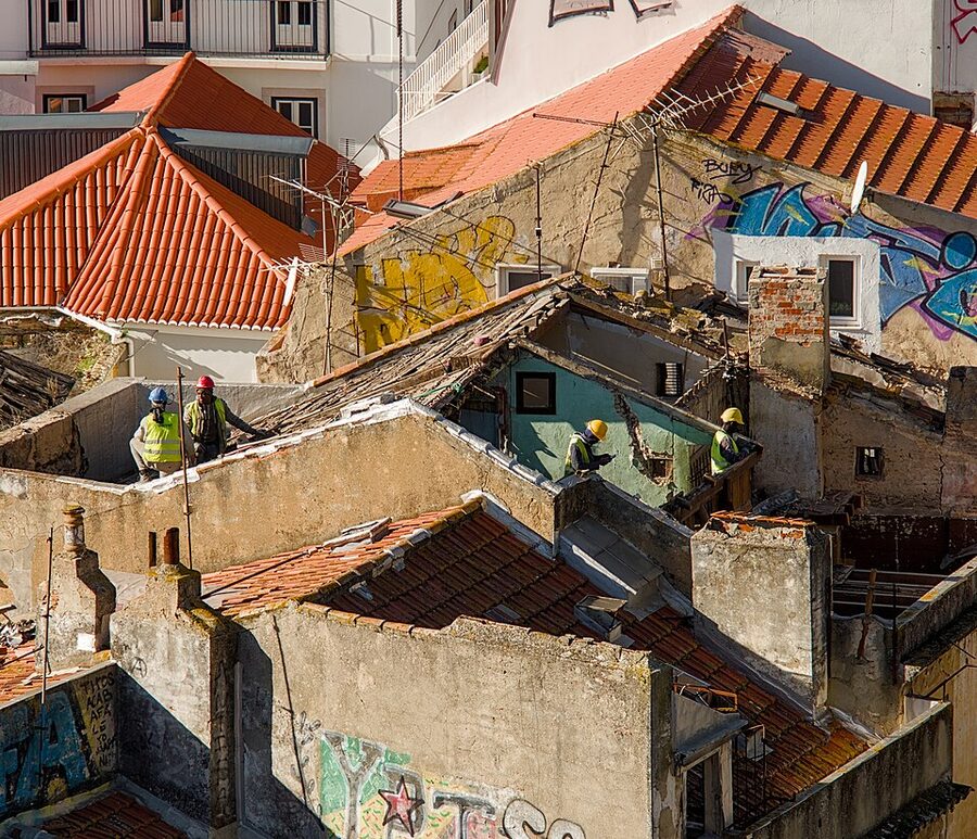 Mouraria narrow street Lisbon