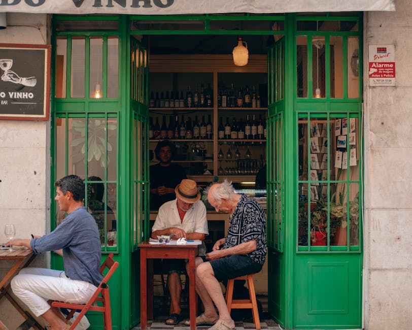 Lisbon wine bar with locals talking