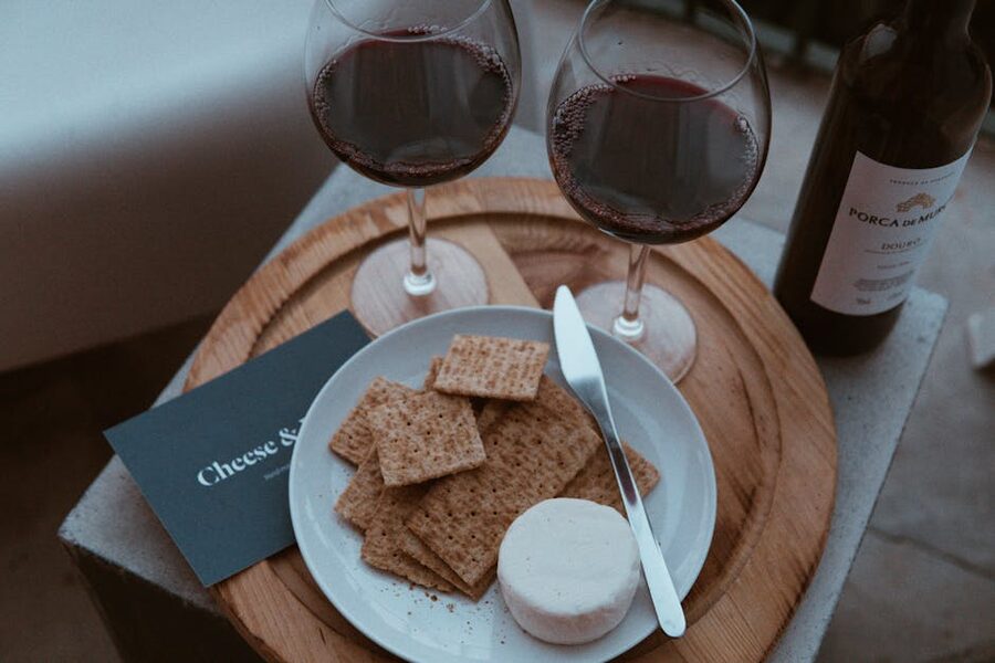Portuguese cheese and wine platter