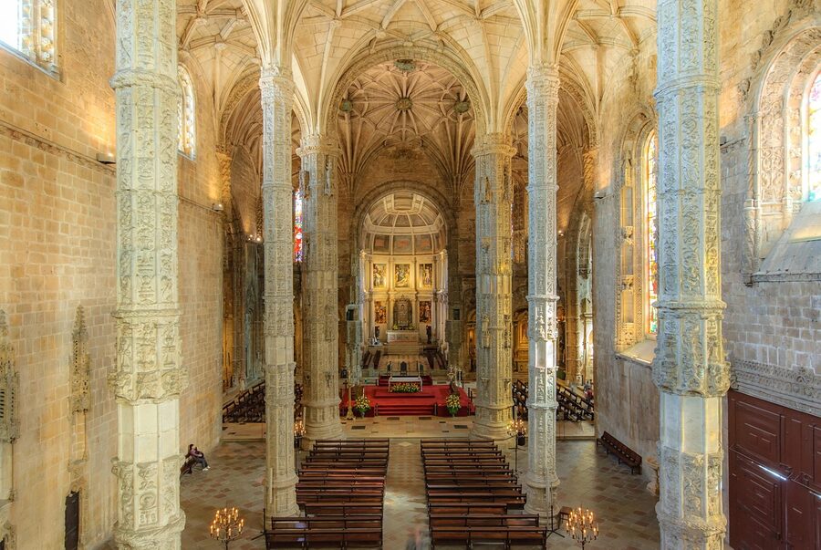 Jeronimos Monastery church exterior wide view