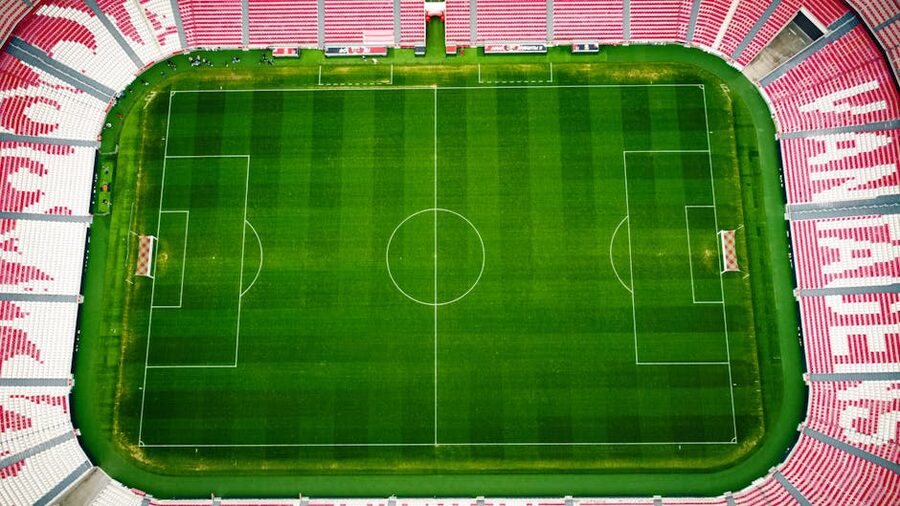 Aerial view of football field at Estadio da Luz