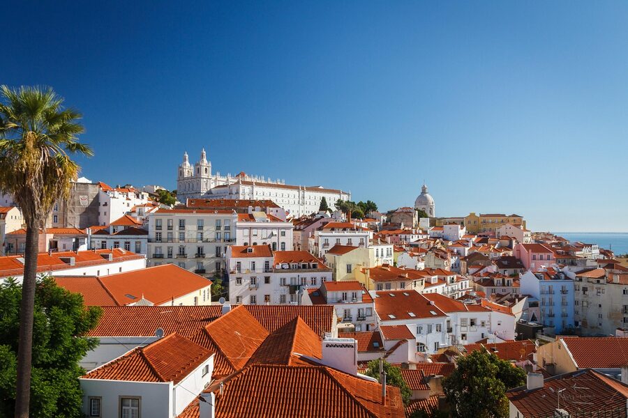 Lisbon Rossio cityscape morning Portugal