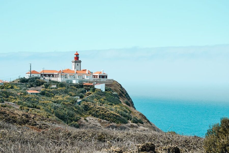 Cabo da Roca lighthouse cliff view at golden hour